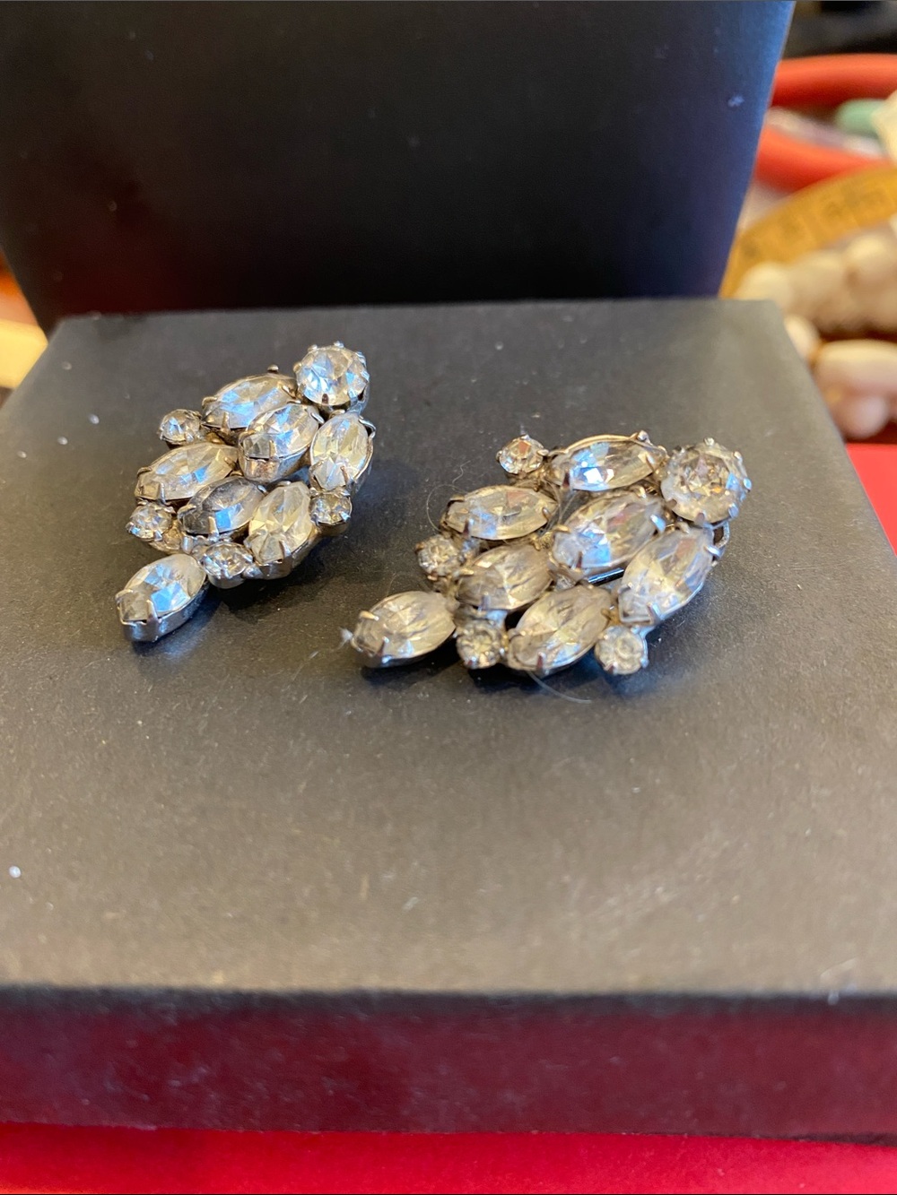 Albert Weiss Silver-Tone Clear Crystal Cluster Earrings